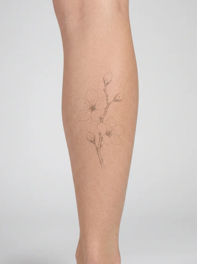 Cherry Blossom Bud Branch Tattoo on-skin preview