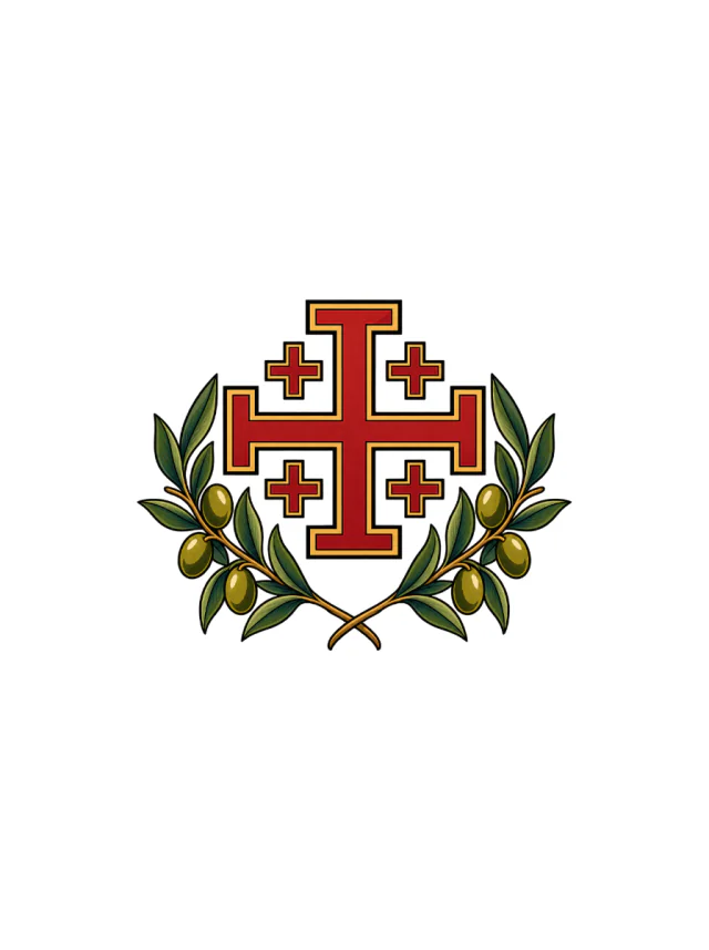 Jerusalem Cross Olive Color Tattoo clean design