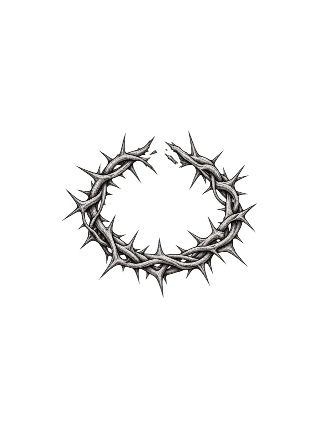 Broken Crown of Thorns with Visible Gap Tattoo clean design
