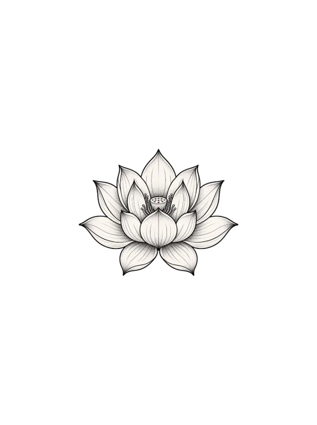 Fine Line Lotus Shoulder Tattoo clean design