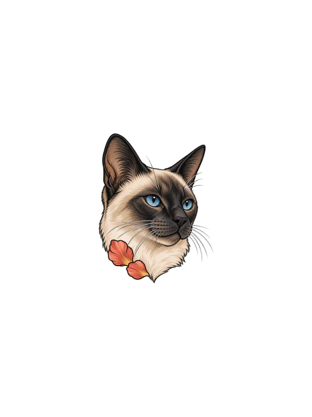 Neo Traditional Siamese Tattoo clean design