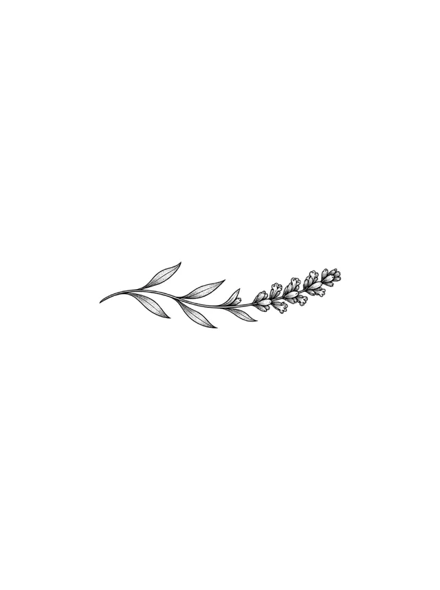 Fine Line Lavender Collarbone Tattoo clean design