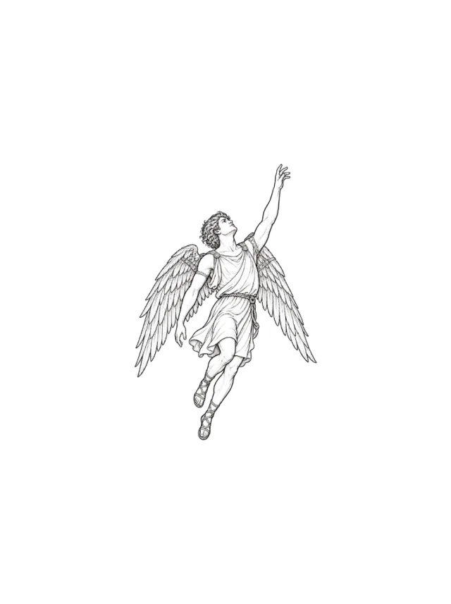 Icarus Reaching Skyward Tattoo clean design