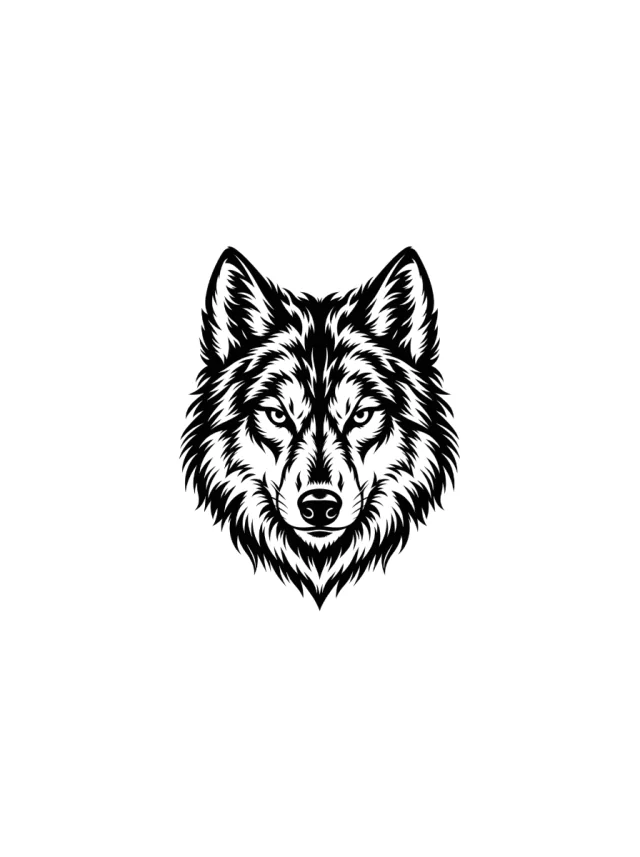 Blackwork Wolf Head Shoulder Tattoo clean design