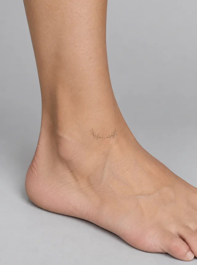 Fine Line Olive Cuff Ankle Tattoo on-skin preview
