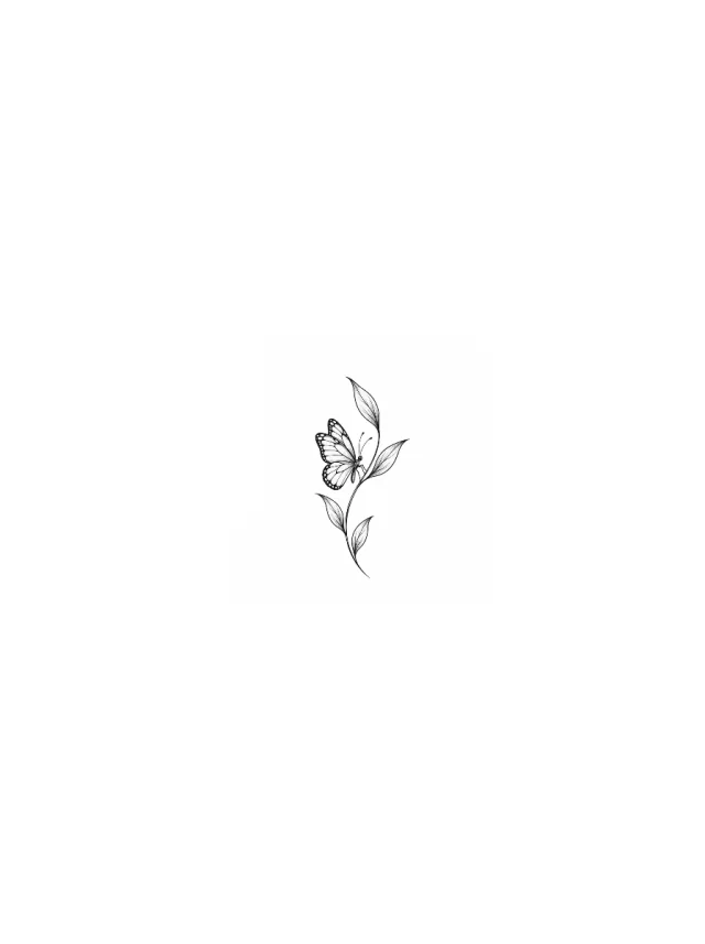 Fine Line Butterfly Hip Tattoo clean design