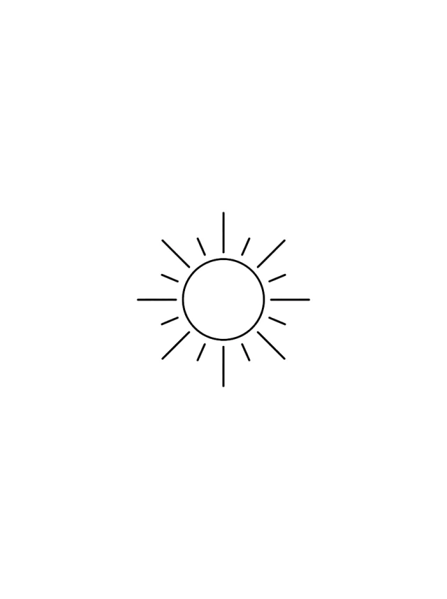 Alternating Ray Fine Line Sun Tattoo clean design