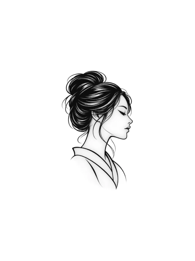 Geisha-Inspired Profile Reduced to Elegant Face Tattoo clean design