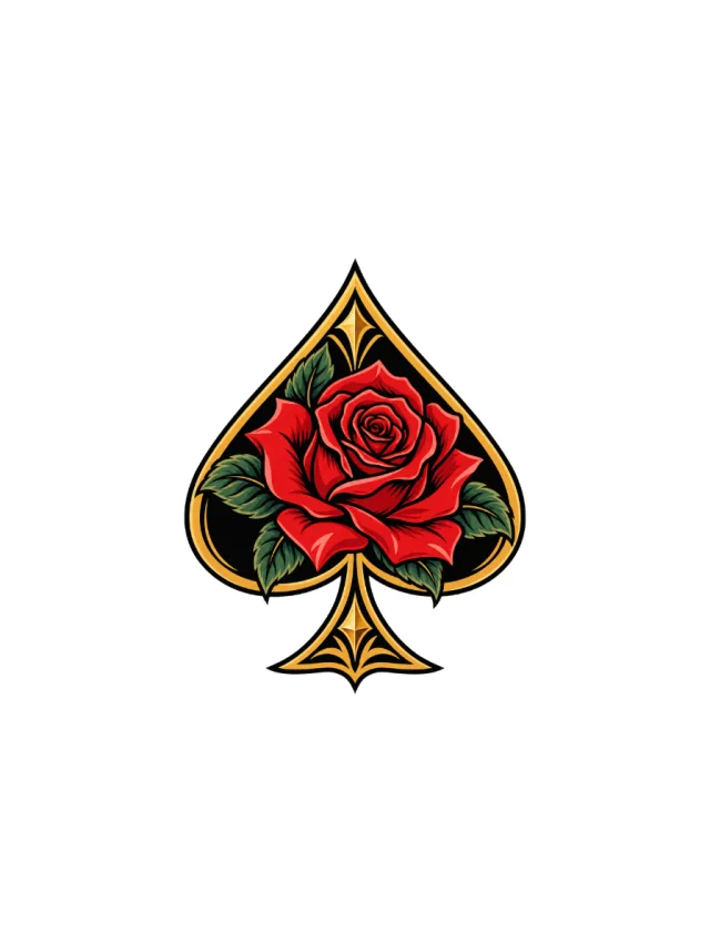 Spade Rose Tattoo clean design