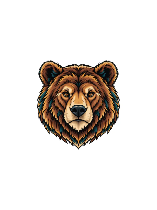 Illustrative Bear Head Shoulder Tattoo clean design