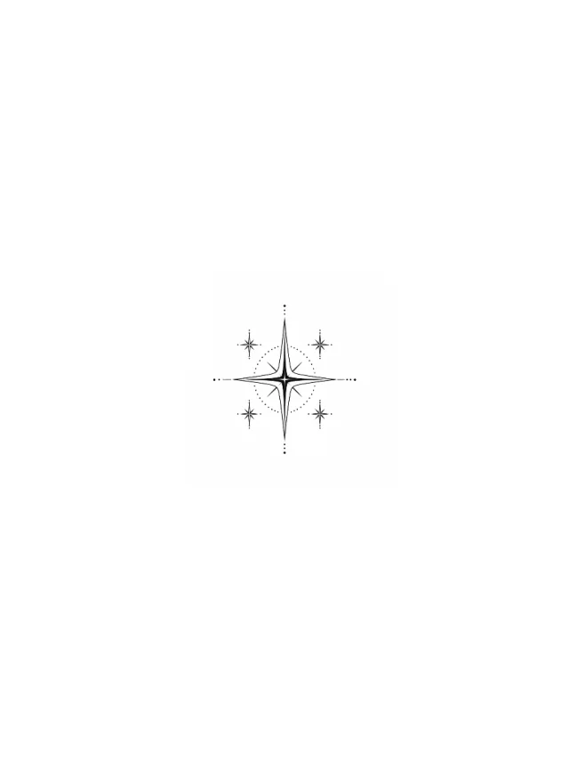 Fine Line North Star Elbow Tattoo clean design