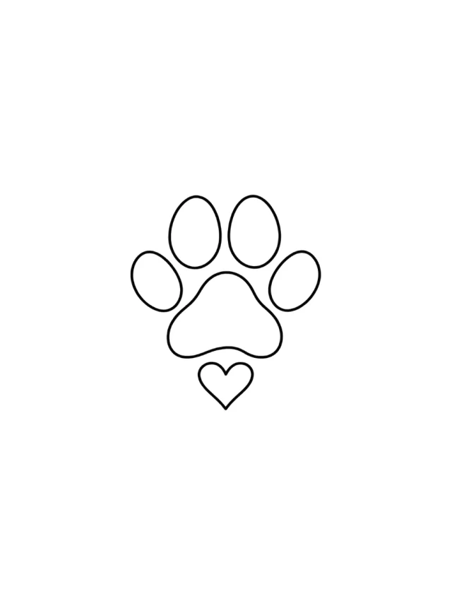 Fine Line Pet Paw with Open Heart Tattoo clean design