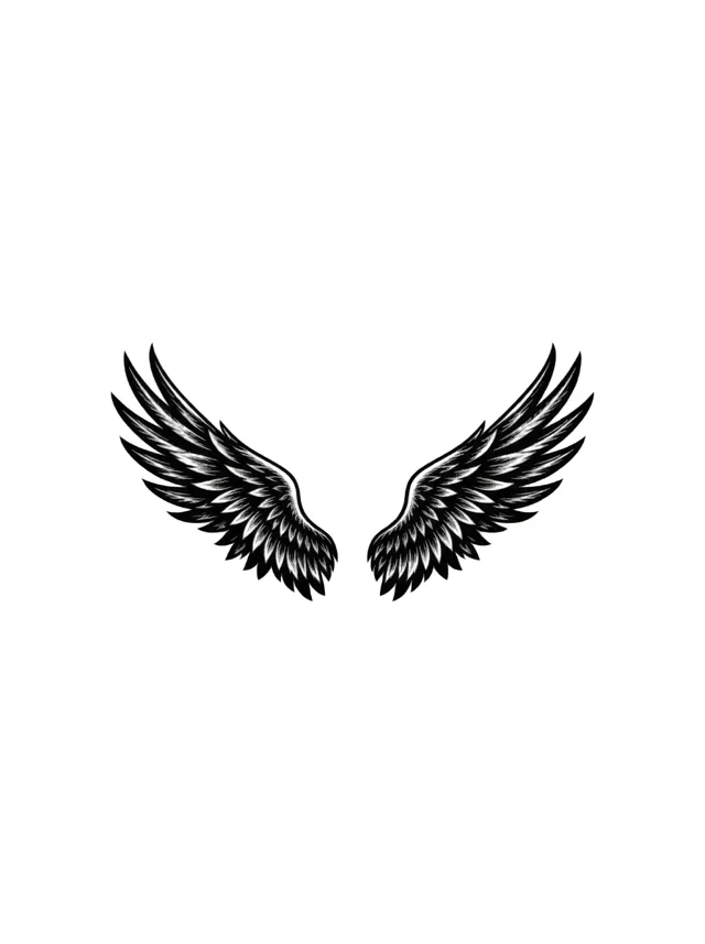 Blackwork Mirrored Wings Collarbone Tattoo clean design