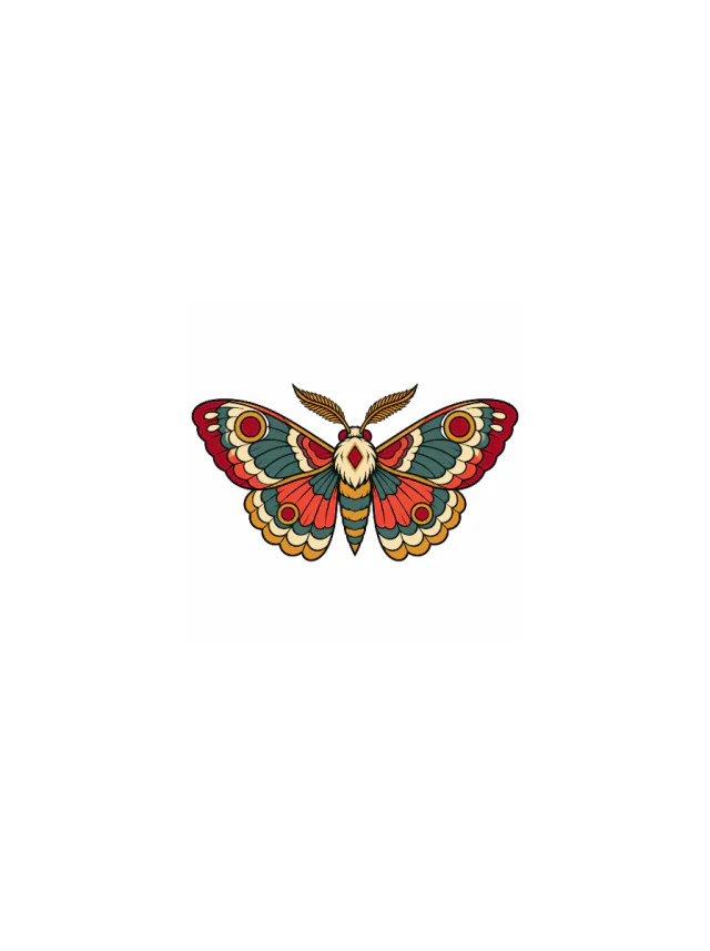 Neo-Traditional Moth Lower Back Tattoo clean design