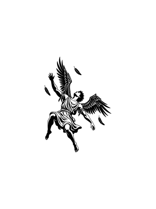 Icarus Falling Silhouette Tattoo clean design