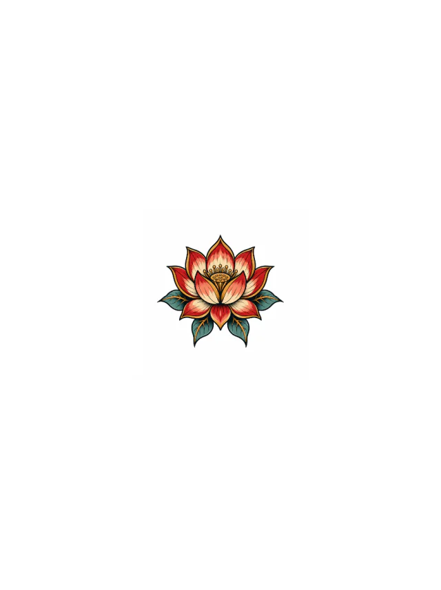 Neo-Traditional Lotus Hip Tattoo clean design