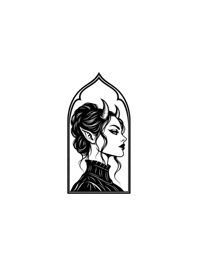Succubus Profile Medallion Tattoo clean design