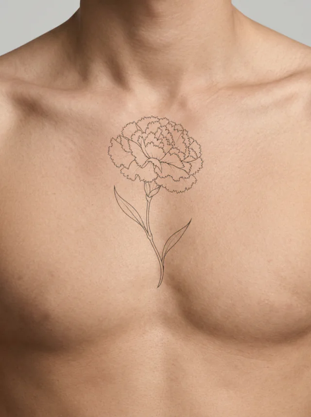 Carnation Curved Stem Tattoo on-skin preview