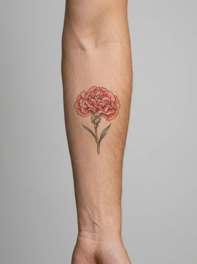Carnation Single Ruffled Bloom Tattoo on-skin preview