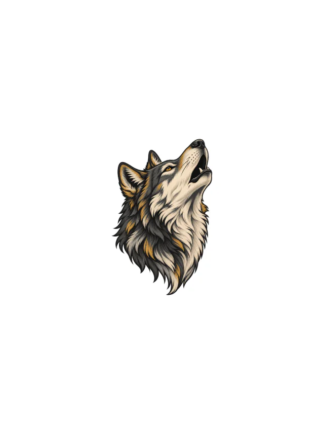 Howling Neo Traditional Wolf Tattoo clean design