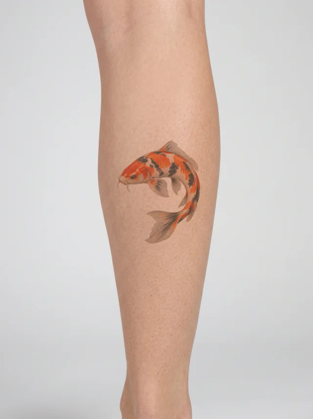 Orange Curved Koi Tattoo on-skin preview