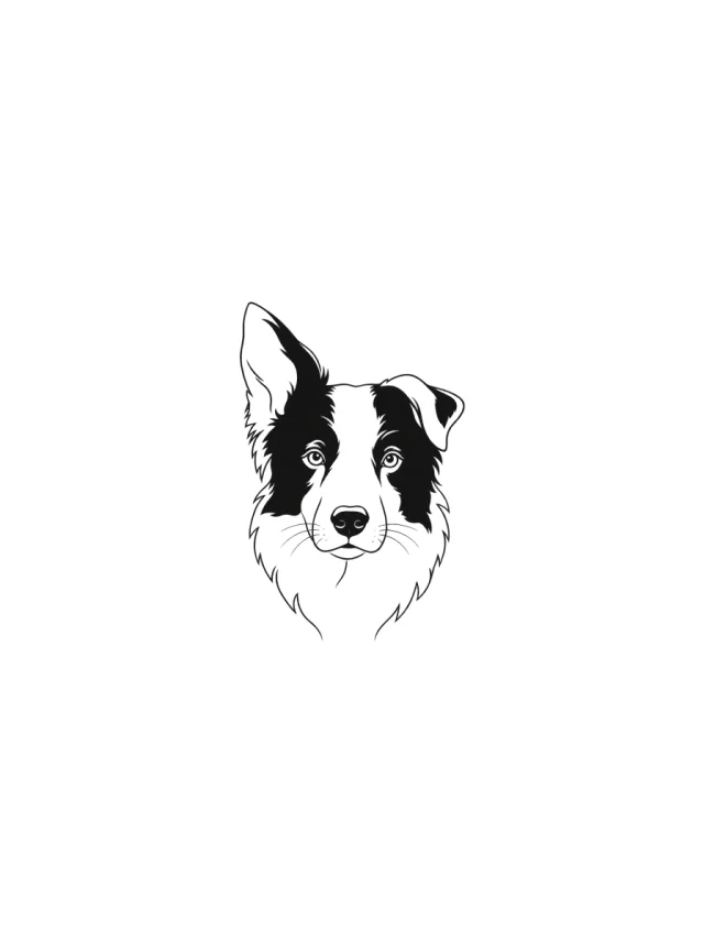 Fine Line Border Collie Tattoo clean design