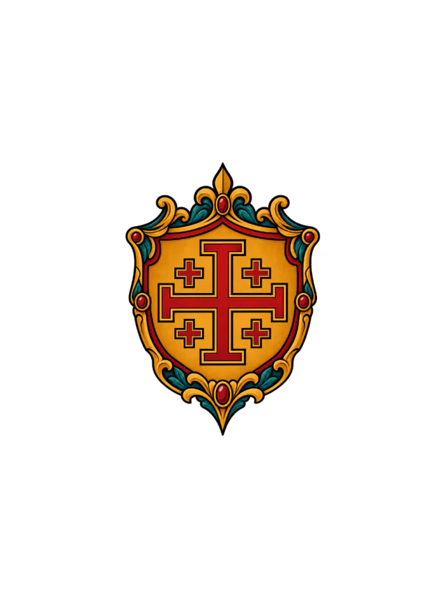 Jerusalem Cross Amber Crest Tattoo clean design