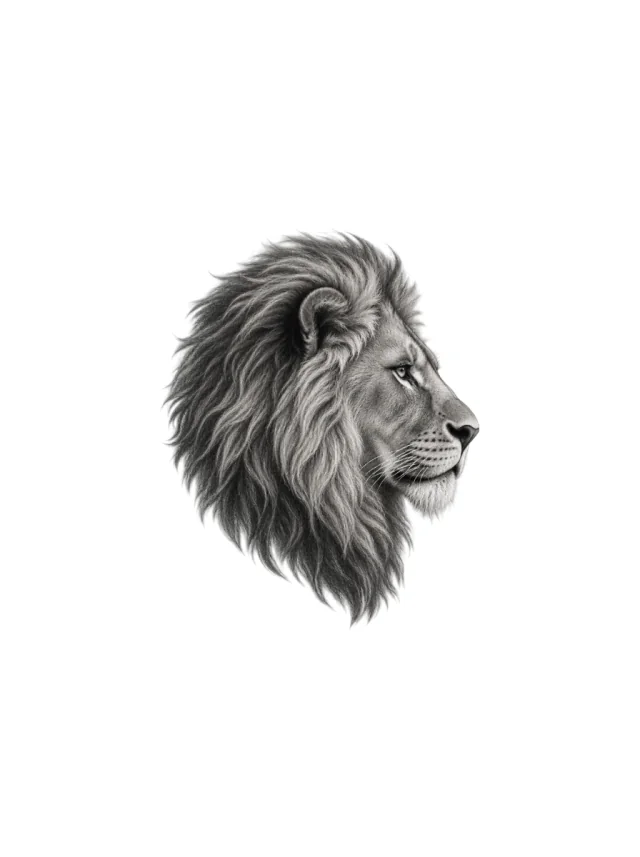Tatuagem de leão no braço, desenho limpo