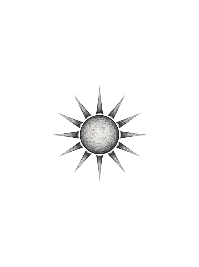 Pointed Ray Dotwork Sun Tattoo clean design