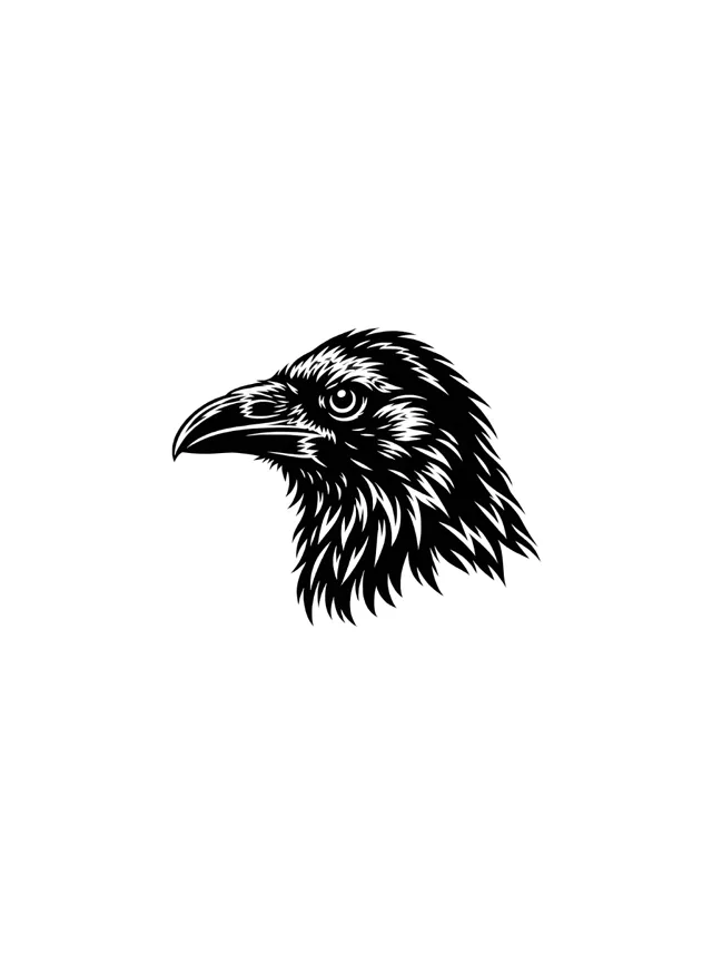 Blackwork Raven Head Hand Tattoo clean design
