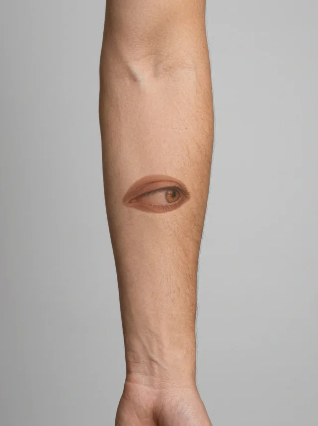 Amber Iris Micro-Realism Eye Tattoo on-skin preview