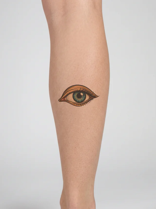 Teal Eye Neo-Traditional Tattoo on-skin preview
