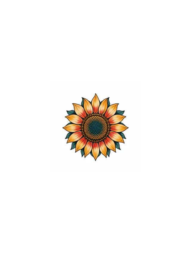 Illustrative Sunflower Elbow Tattoo clean design