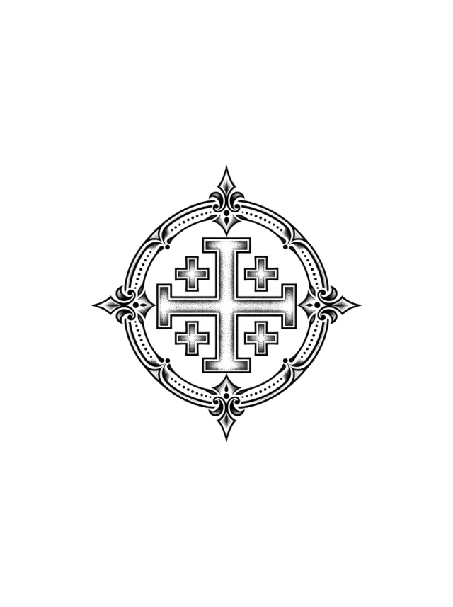 Jerusalem Cross Roundel Tattoo clean design