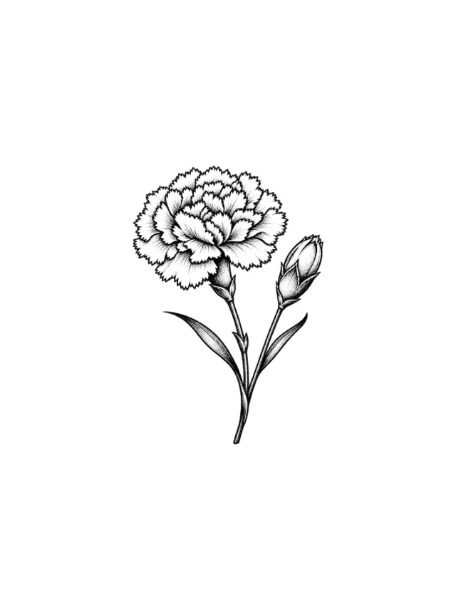 Carnation Bud Pair Tattoo clean design