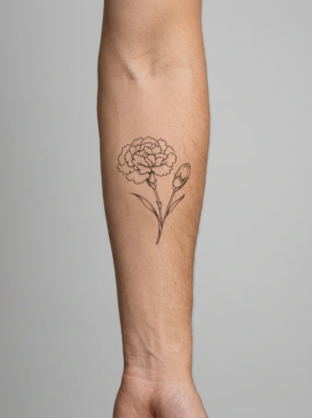 Carnation Bud Pair Tattoo on-skin preview