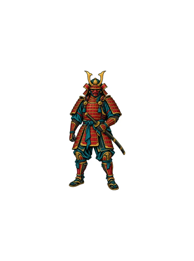 Samurai Standing Tattoo clean design