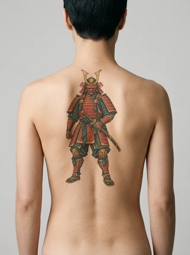 Samurai Standing Tattoo on-skin preview