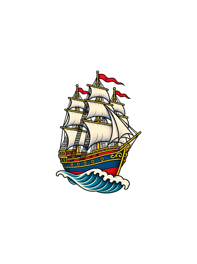 Old School Ship Forearm Tattoo clean design