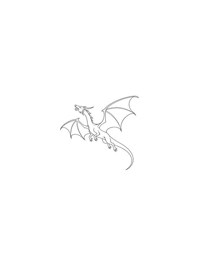 Open Wing Fine Line Dragon Tattoo clean design