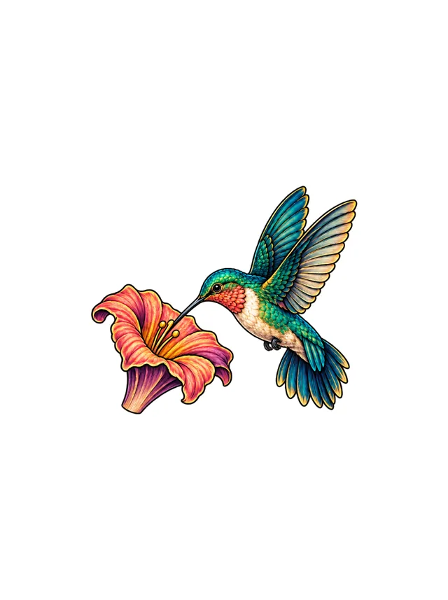 Illustrative Hummingbird Inner Forearm Tattoo clean design