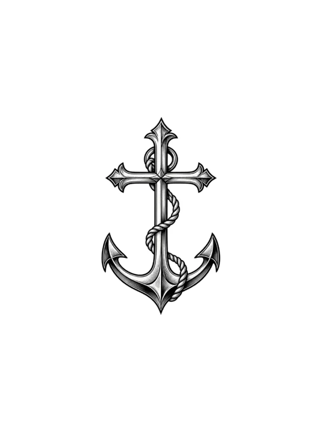 Anchor Cross Tattoo clean design