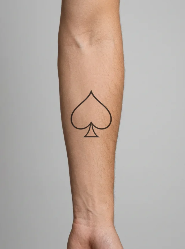 Spade Outline Tattoo on-skin preview
