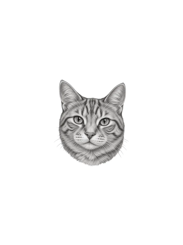Black and Grey Orange Tabby Tattoo clean design