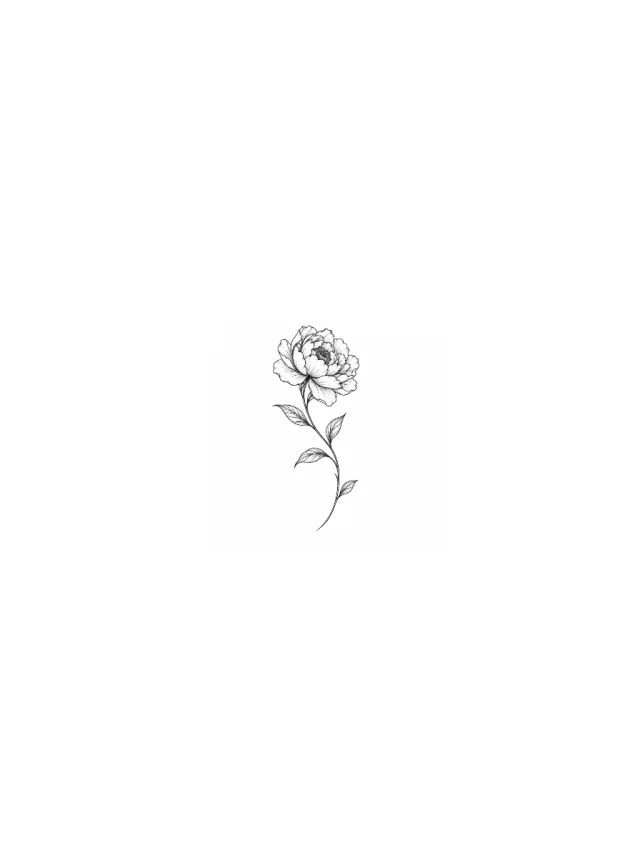 Fine Line Peony Hip Tattoo clean design