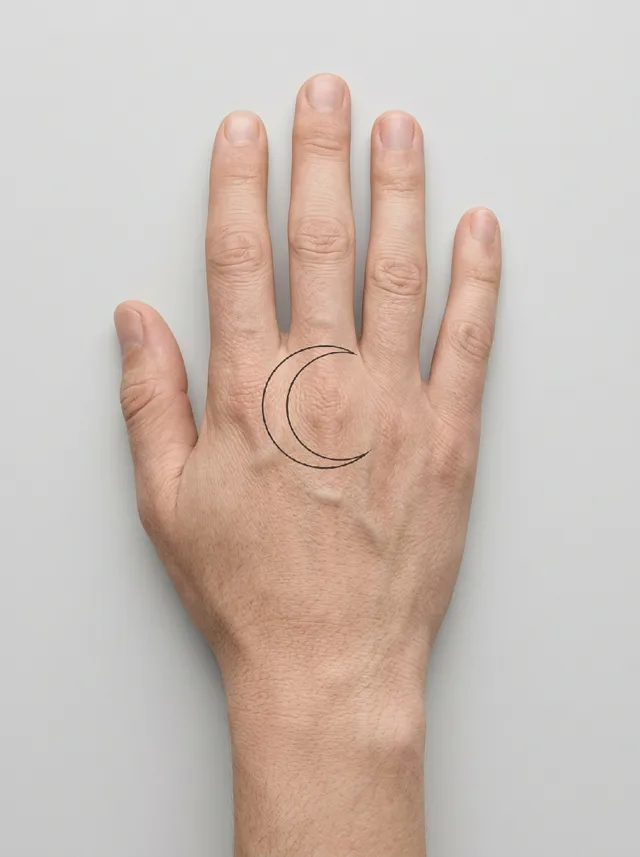 Minimalist Crescent Finger Tattoo on-skin preview