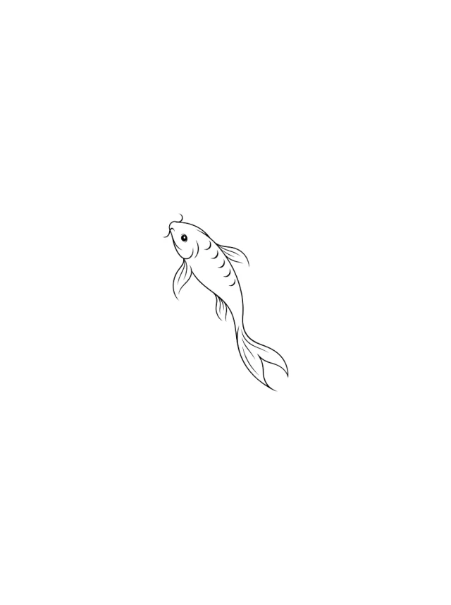 Sparse Fine Line Koi Tattoo clean design