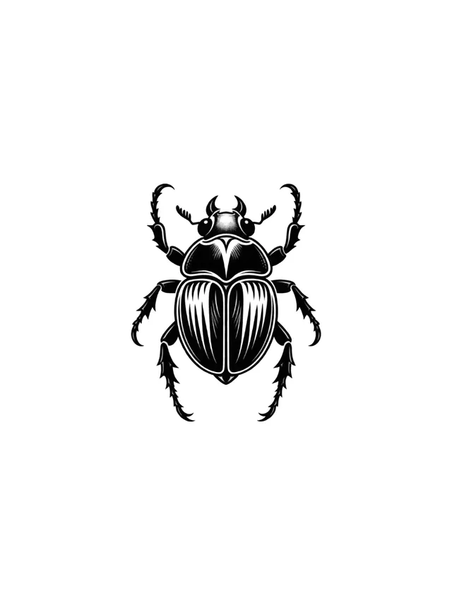Blackwork Scarab Collarbone Tattoo clean design