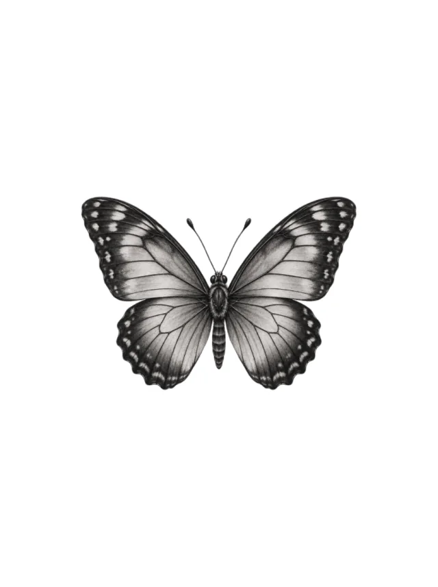 Tatuagem de borboleta no braço, desenho limpo