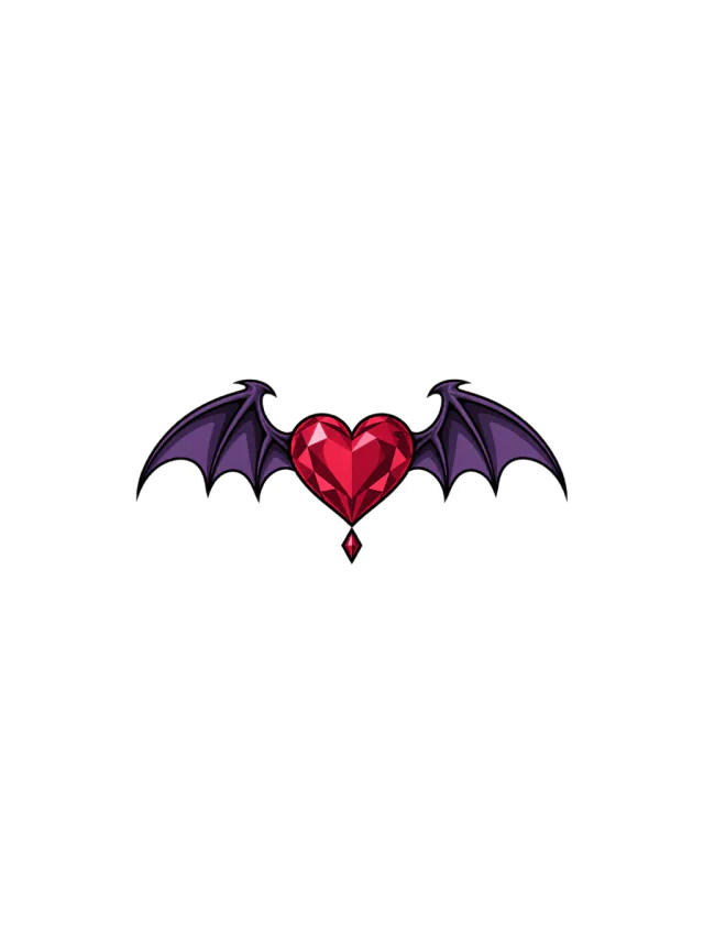 Lower Belly Heart Wing Crest Tattoo clean design